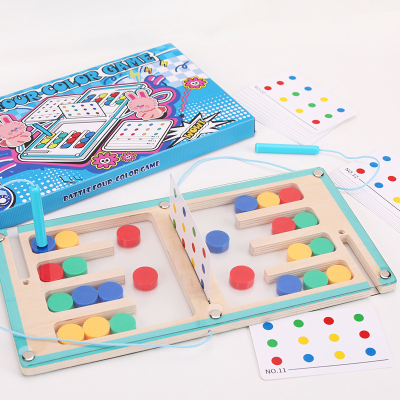 Board Game For 3 Players - 磁気移動ボードゲーム、2人用家族向けインタラクション、木製手と目の協調性を養うおもちゃ、3歳以上の子供向けクリスマスプレゼント