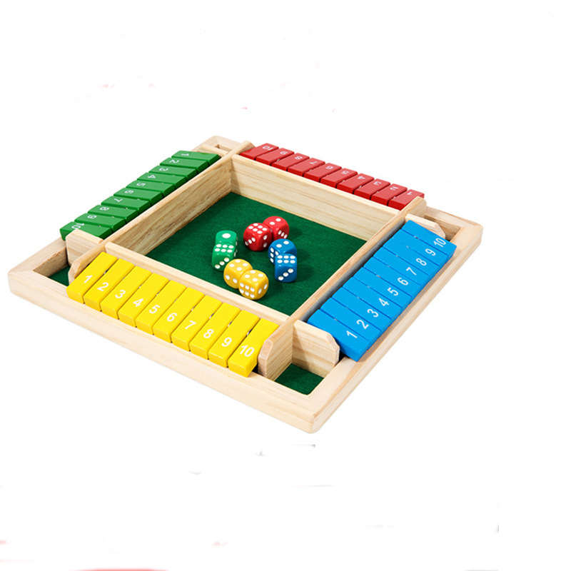 Board Game For 3 Players - 算数ダイスボードゲーム 四面フリップカードゲームボックス ダイスおもちゃ 木製フラップダイス 4人用 パーティーナンバーゲーム