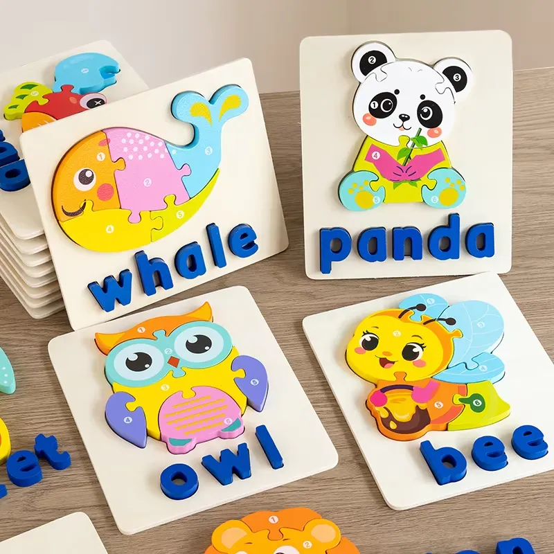 Board Game Education - 3D動物交通パズル スペルアルファベット学習ブロックボードゲーム 教育玩具 子供 男の子 女の子向け