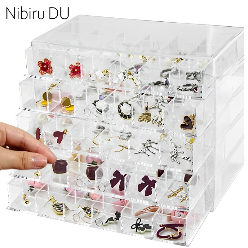 Token Tray Organizer - 透明なジュエリー収納ボックス,引き出し付き多層プラスチックディスプレイホルダー,72グリッド,79/120グリッド
