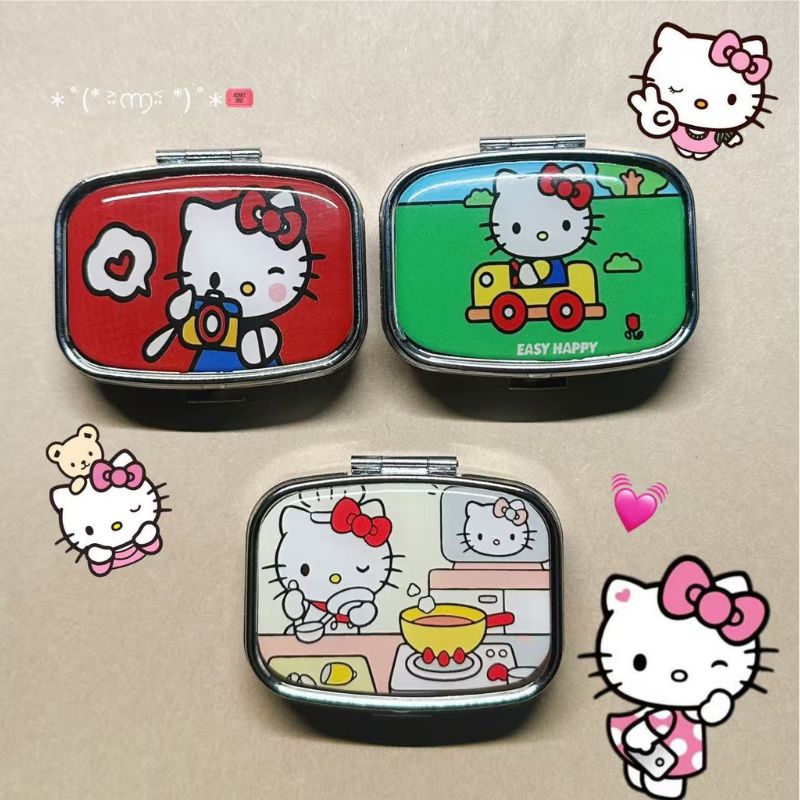 Token Tray Organizer - アニメサンリオハローキティ金属収納ボックスピルオーガナイザー区切り付きかわいい漫画ミニジュエリーボックスキャンディーコンテナかわいい