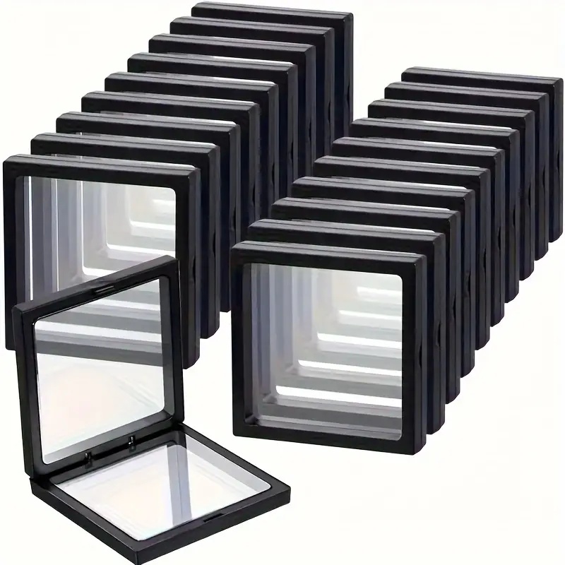 Token Tray Organizer - 20個入り クリアビュー3Dフローティングディスプレイケース 防塵アクリル製ジュエリー収納ボックス 弾性フィルム付き 透明ハンギングオーガナイザー