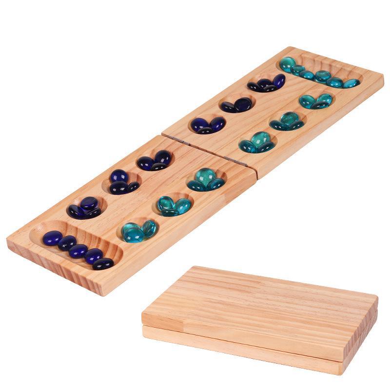 新しい木製折りたたみ式マンカラボードゲーム、カラフルなガラス - Board Game Night のレビューと価格