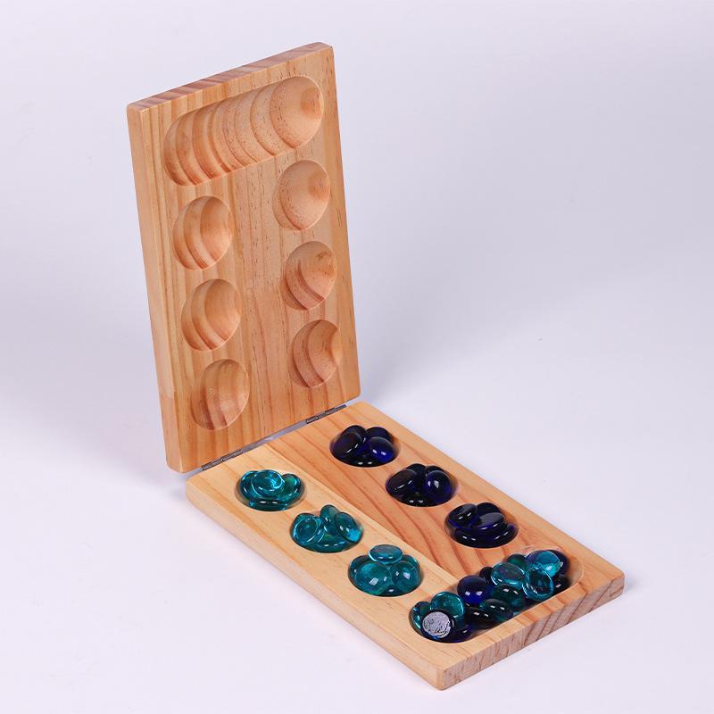 新しい木製折りたたみ式マンカラボードゲーム、カラフルなガラス - Board Game Night のレビューと価格
