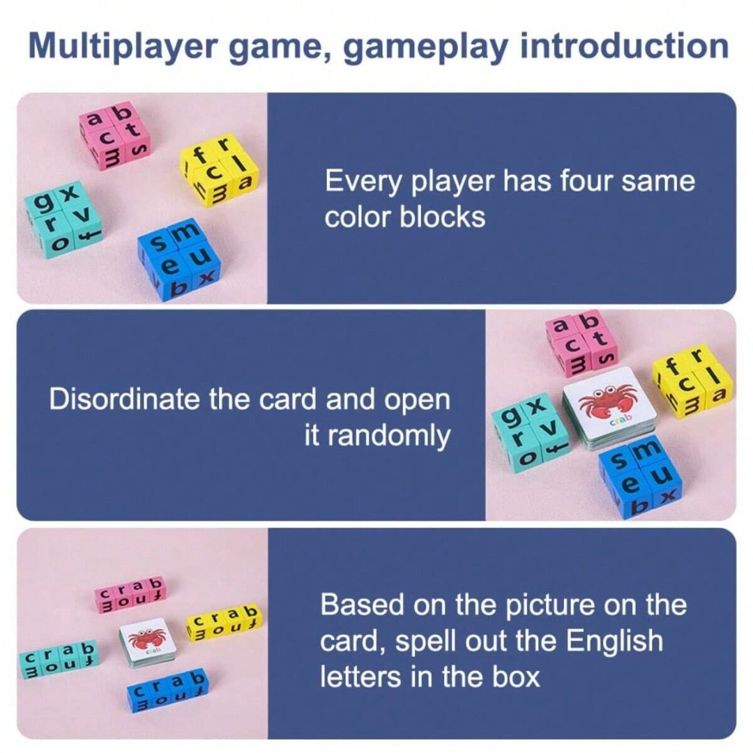 子供用アルファベットスペルボードゲーム、16文字ブロック+4 - Board Game Education のレビューと価格