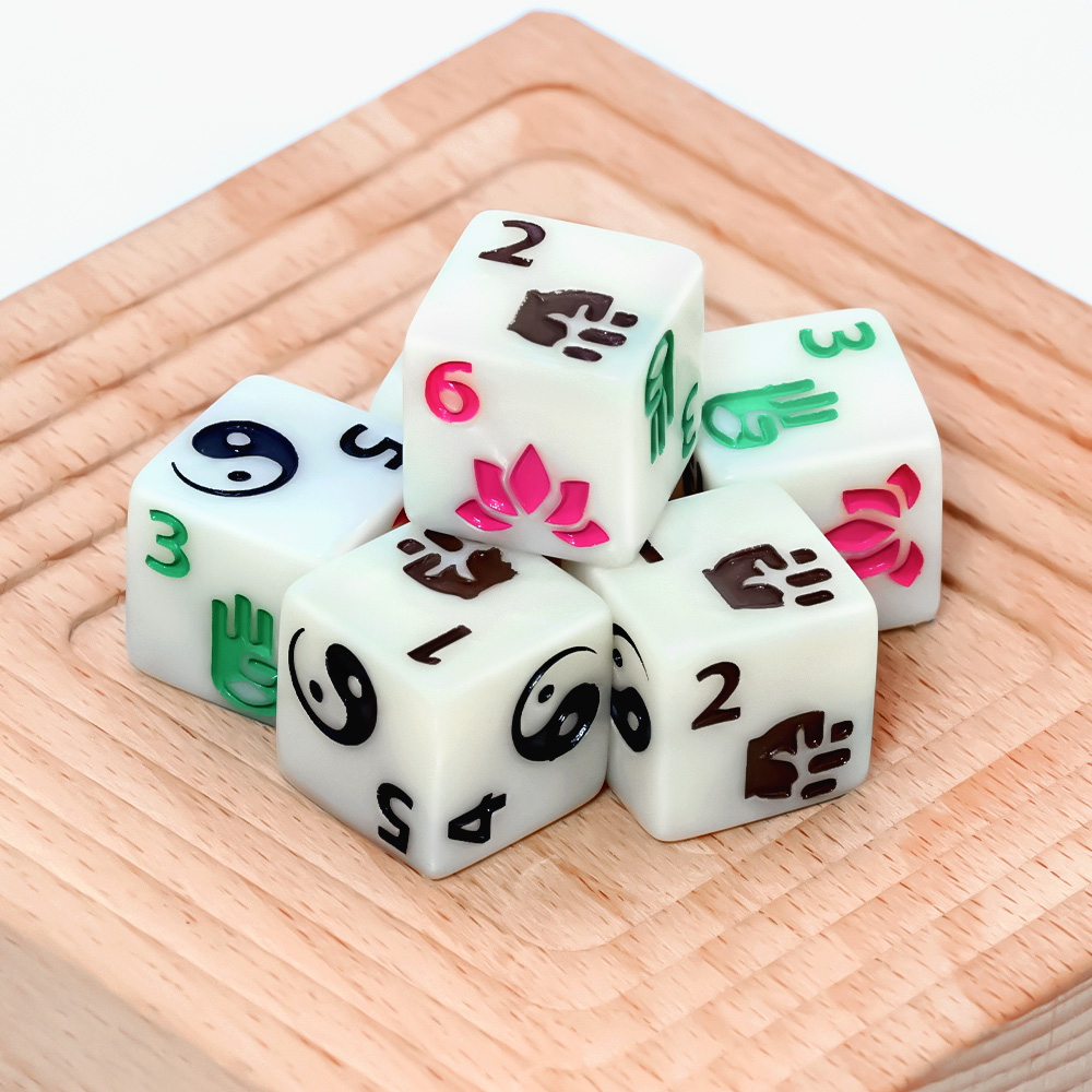 6個入り禅テーマ多面体ダイスセット - ダンジョンズ＆ドラゴ - Board Game Zen のレビューと価格