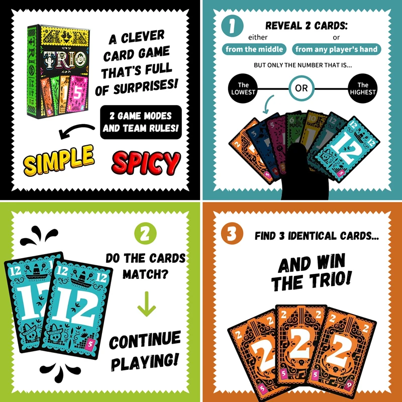戦略的カードボードゲーム TRIO カードファミリー＆友人パ - Board Game For 3 Players のレビューと価格
