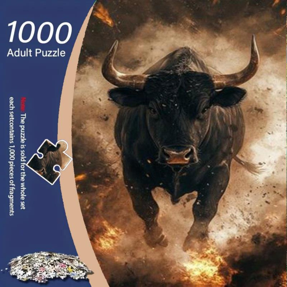 1000ピース 大人向けパズル - 煙の中の燃えるような雄牛 - Jigsaw Puzzle Adult のレビューと価格