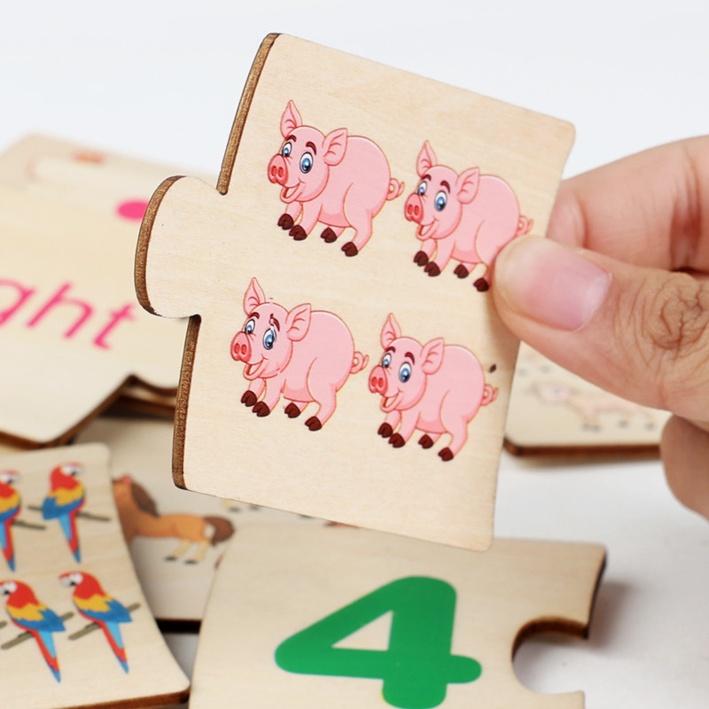 子供向け鉄箱ナンバー啓発ペアリング木製動物フードパズルボード - Board Game Education のレビューと価格