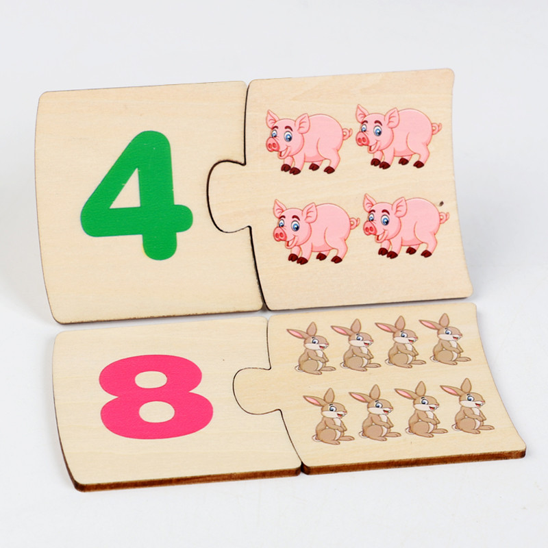 子供向け鉄箱ナンバー啓発ペアリング木製動物フードパズルボード - Board Game Education のレビューと価格