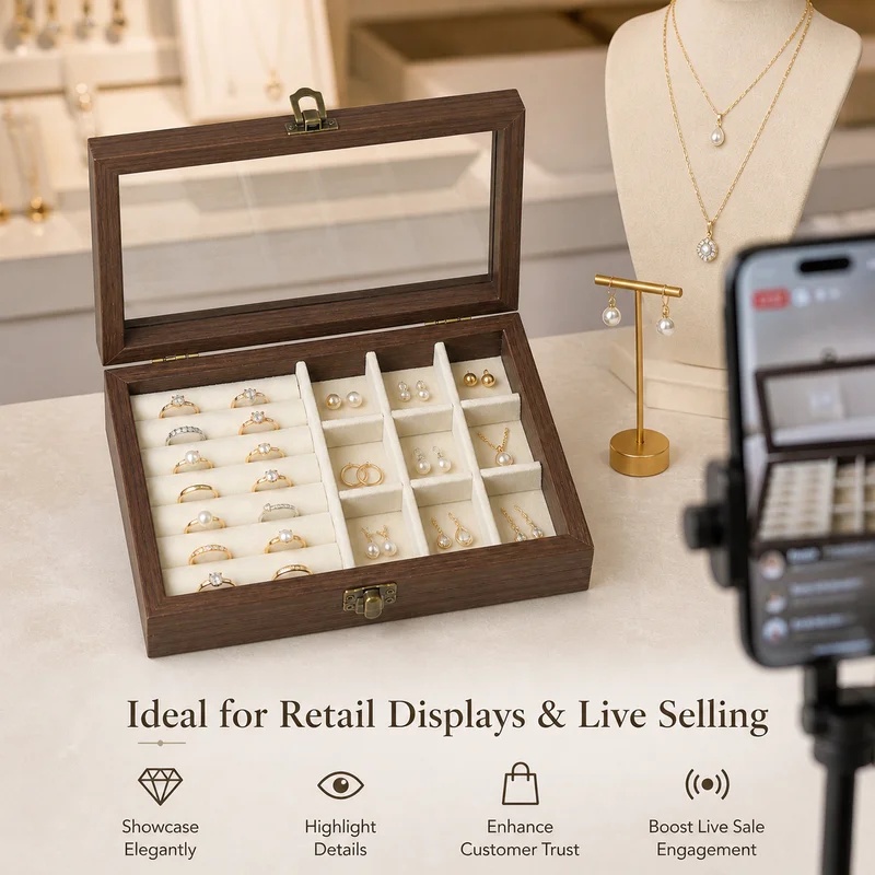 寝室用デスクトップウォールナット柄ベルベットジュエリーオーガ - Token Tray Organizer のレビューと価格